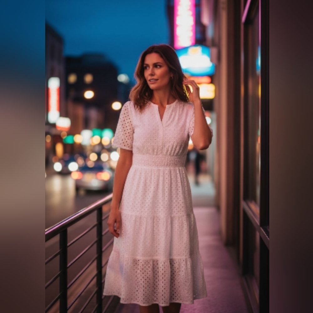 Zesica White Eyelet Dress Sz Small